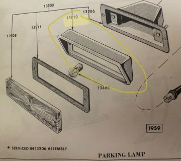 Bezel, Parking Light  Assembly Front Turn Signal- NOS